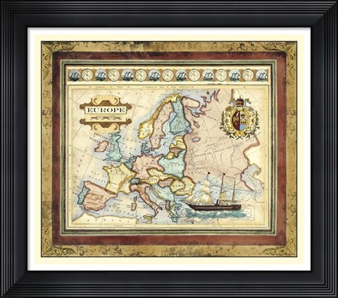 Framed Map of Europe Print