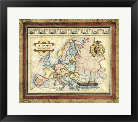 Framed Map of Europe Print