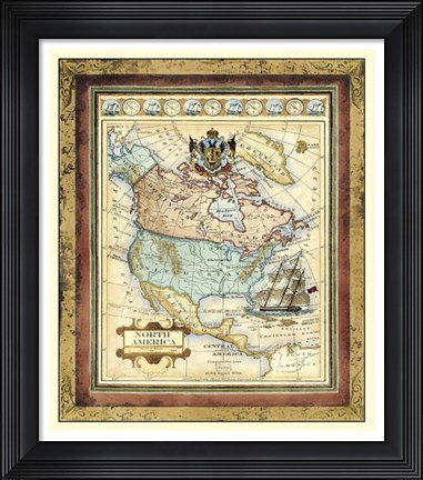 Framed Map of North America Print