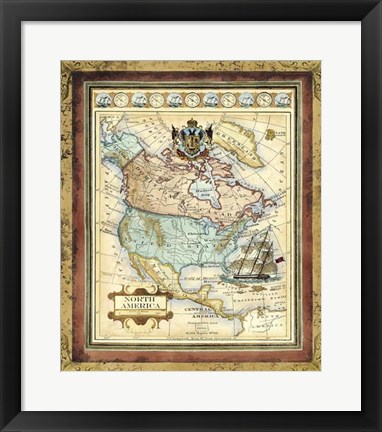 Framed Map of North America Print