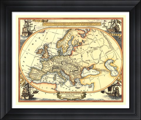 Framed Nautical Map of Europe Print