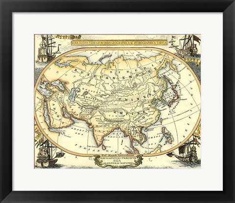 Framed Nautical Map of Asia Print