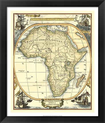 Framed Nautical Map of Africa Print