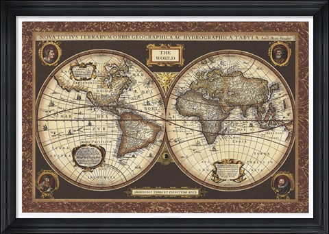 Framed Decorative World Map Print