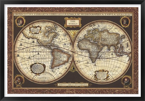 Framed Decorative World Map Print