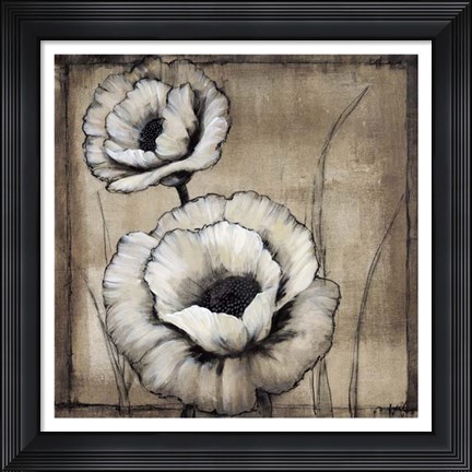 Framed Neutral Poppies II Print
