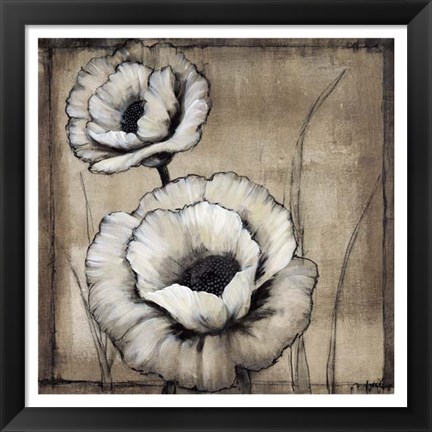 Framed Neutral Poppies II Print