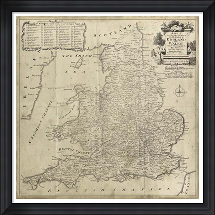Framed Road Map of England &amp; Wales Print
