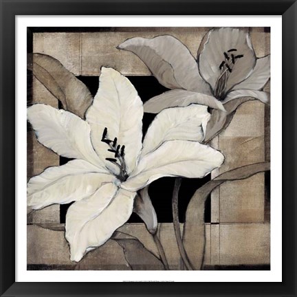 Framed Dramatic Lily Grid I Print