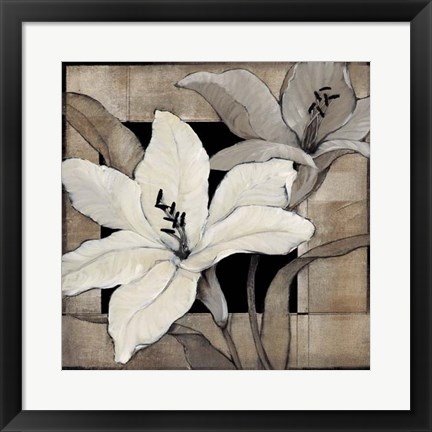 Framed Dramatic Lily Grid I Print