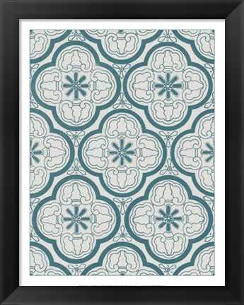 Framed Ornamental Pattern in Teal I Print