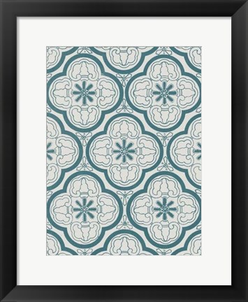 Framed Ornamental Pattern in Teal I Print