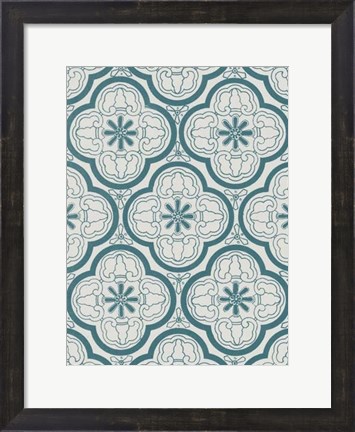 Framed Ornamental Pattern in Teal I Print