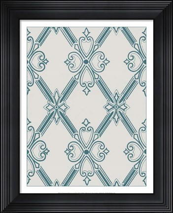 Framed Ornamental Pattern in Teal II Print