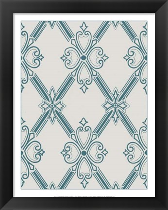 Framed Ornamental Pattern in Teal II Print