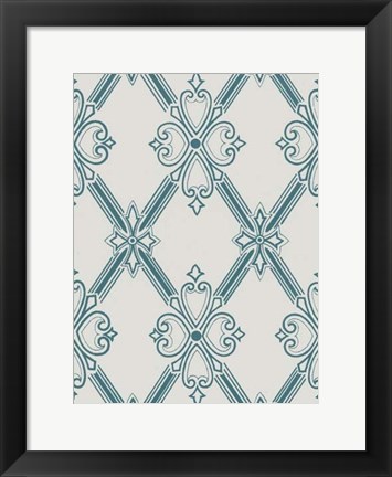 Framed Ornamental Pattern in Teal II Print