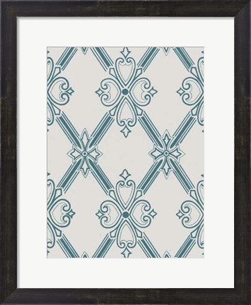 Framed Ornamental Pattern in Teal II Print