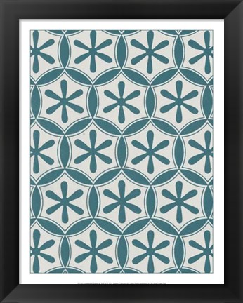 Framed Ornamental Pattern in Teal III Print