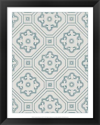 Framed Ornamental Pattern in Teal IV Print