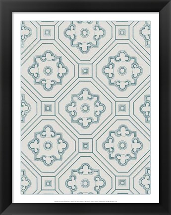 Framed Ornamental Pattern in Teal IV Print