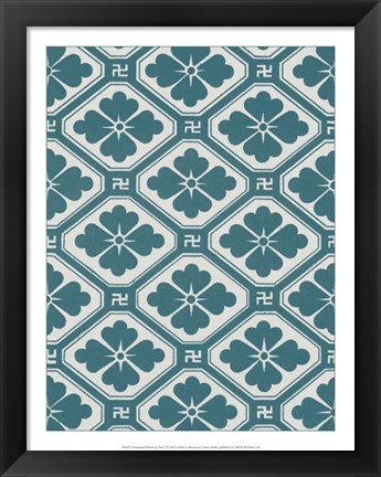 Framed Ornamental Pattern in Teal V Print
