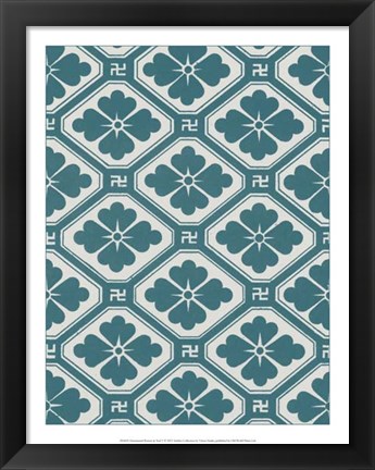 Framed Ornamental Pattern in Teal V Print