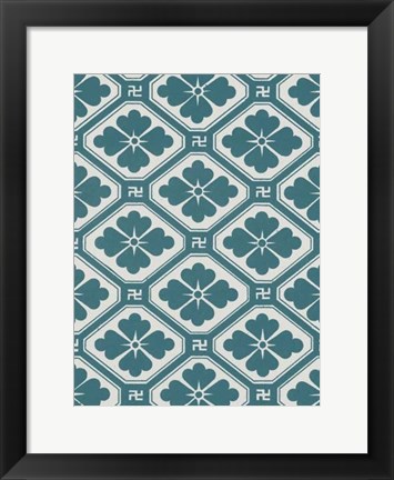 Framed Ornamental Pattern in Teal V Print