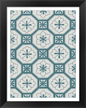 Framed Ornamental Pattern in Teal VI Print