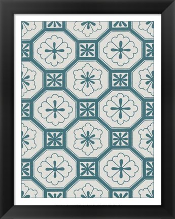 Framed Ornamental Pattern in Teal VI Print