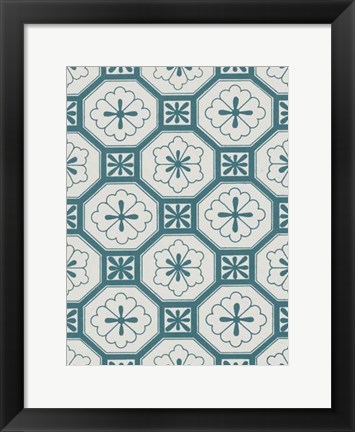 Framed Ornamental Pattern in Teal VI Print