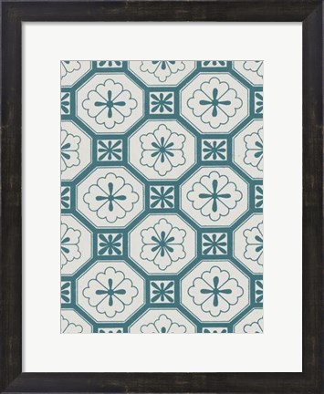 Framed Ornamental Pattern in Teal VI Print