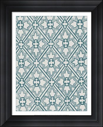 Framed Ornamental Pattern in Teal VIII Print