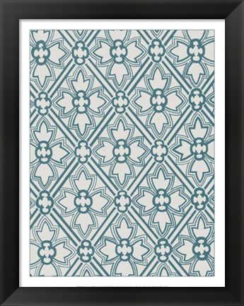 Framed Ornamental Pattern in Teal VIII Print