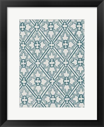 Framed Ornamental Pattern in Teal VIII Print