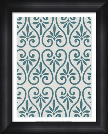 Framed Ornamental Pattern in Teal IX Print