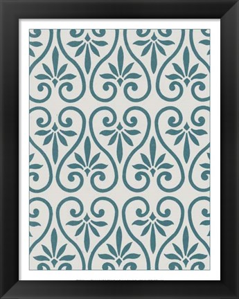 Framed Ornamental Pattern in Teal IX Print