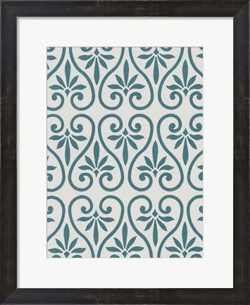 Framed Ornamental Pattern in Teal IX Print