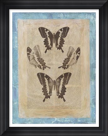 Framed Bookplate Butterflies I Print