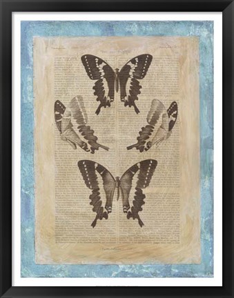 Framed Bookplate Butterflies I Print