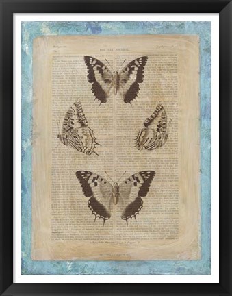 Framed Bookplate Butterflies II Print