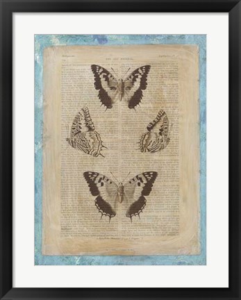 Framed Bookplate Butterflies II Print