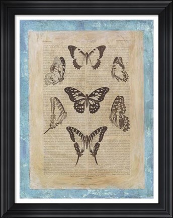 Framed Bookplate Butterflies III Print
