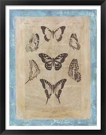 Framed Bookplate Butterflies III Print