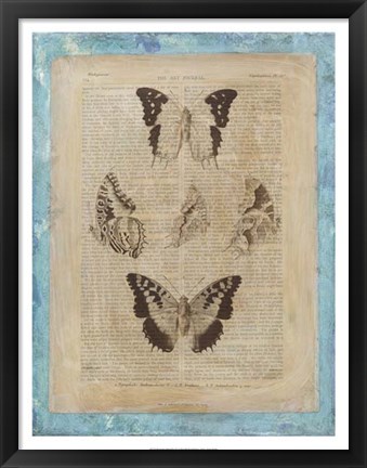 Framed Bookplate Butterflies IV Print