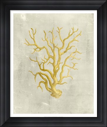 Framed Coral in Mustard Print