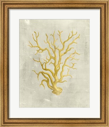 Framed Coral in Mustard Print