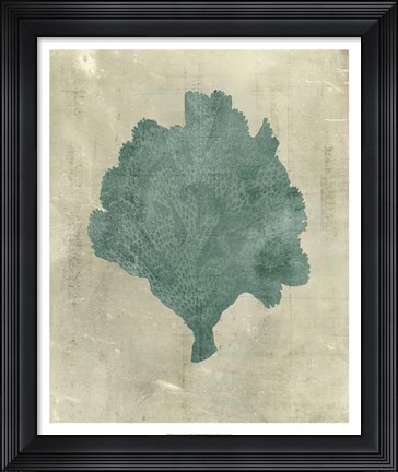Framed Coral in Teal Print