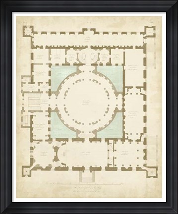 Framed Plan in Taupe &amp; Spa I Print