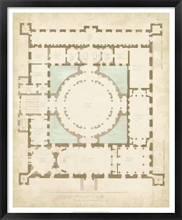 Framed Plan in Taupe &amp; Spa I Print