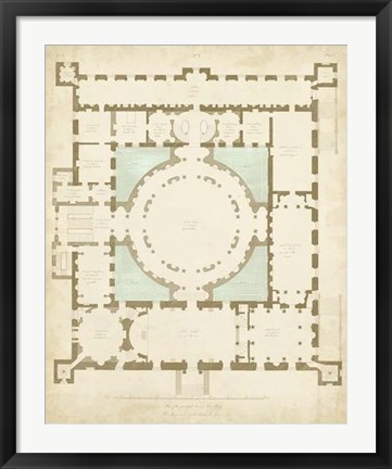 Framed Plan in Taupe &amp; Spa I Print